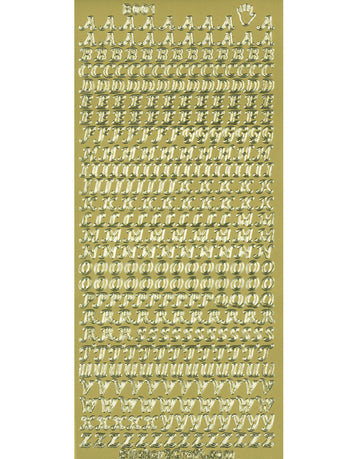 Shiny Outline Sticker Buchstaben Großbuchstaben gold Konturensticker 10x23cm Bogen