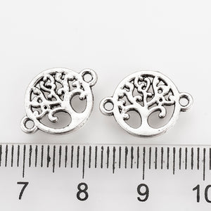 Mini Zwischenteil Lebensbaum silberfärbig, Metall, 16x12x1,5mm,