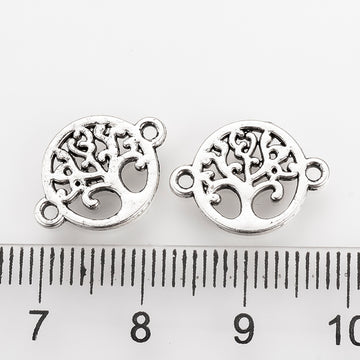 Mini Zwischenteil Lebensbaum silberfärbig, Metall, 16x12x1,5mm,