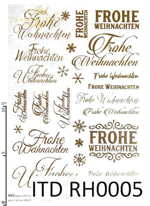 Reispapier Golddruck Frohe Weihnachten, A5