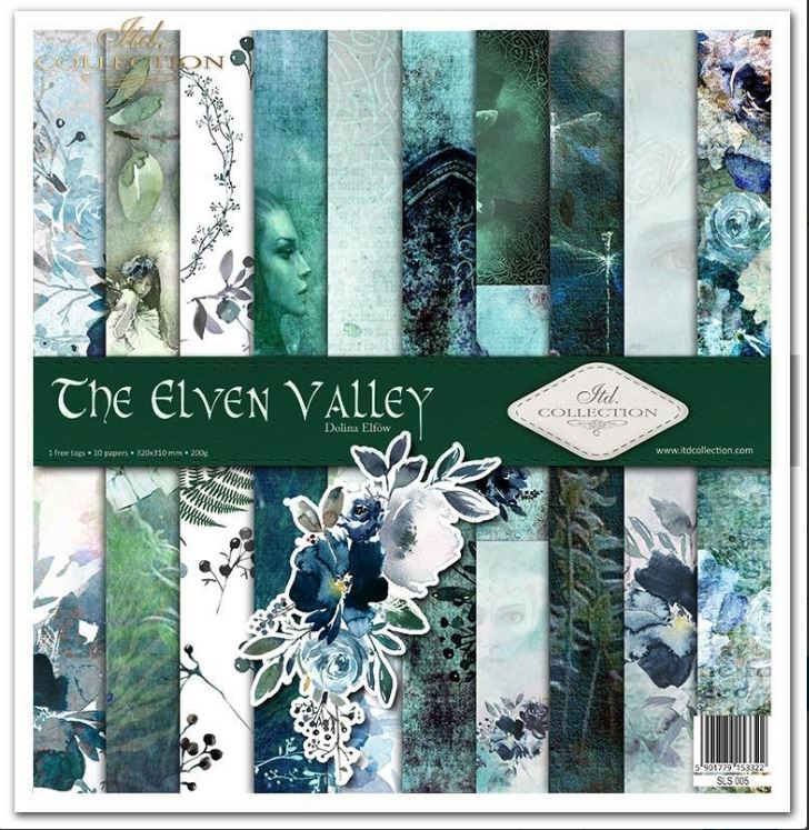 Scrapbooking-Papier-Set THE ELVEN VALLEY, 10 Stück/Packung, 30 x 30 cm, 200 g