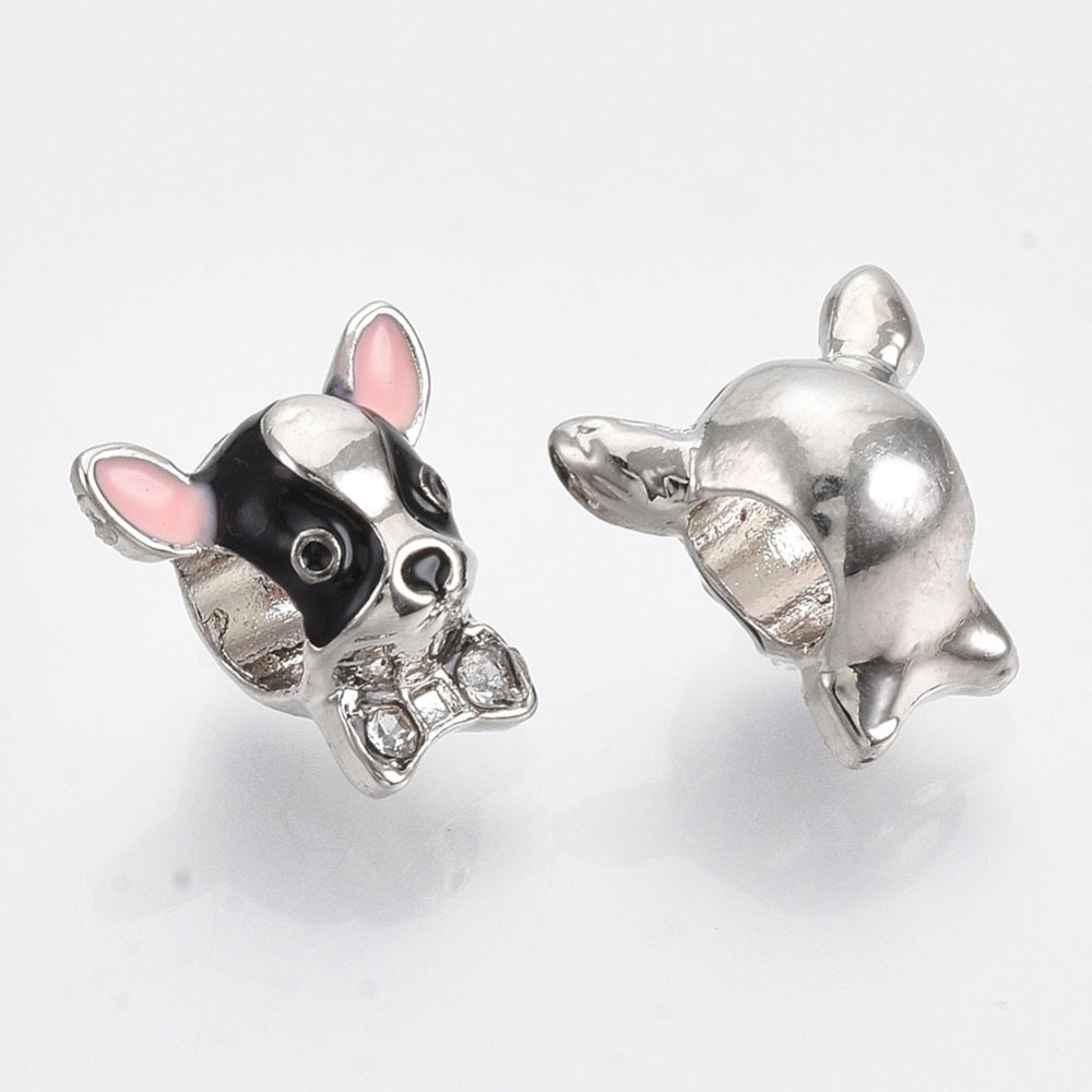 Großlochperle Baby Hund 12,5x8,5mm, Metall, pro Stück Bulldogge