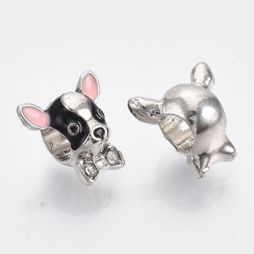 Großlochperle Baby Hund 12,5x8,5mm, metall, per Stück Bulldog