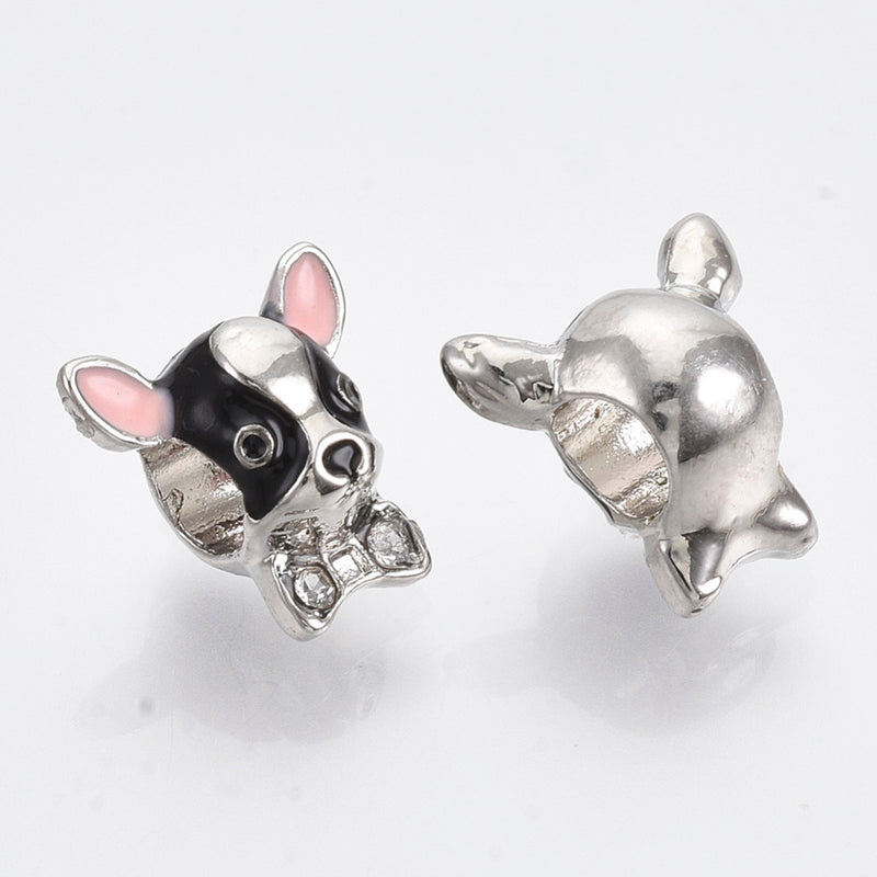 Großlochperle Baby Hund 12,5x8,5mm, Metall, pro Stück Bulldogge