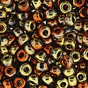 Miyuki Unions 6/0 Black California Gold, 4,5 mm, Glasperlen 10 g/Dosis
