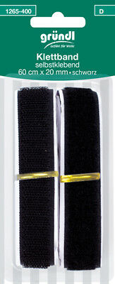 Klettband selbstklebend schwarz 20mm 60cm