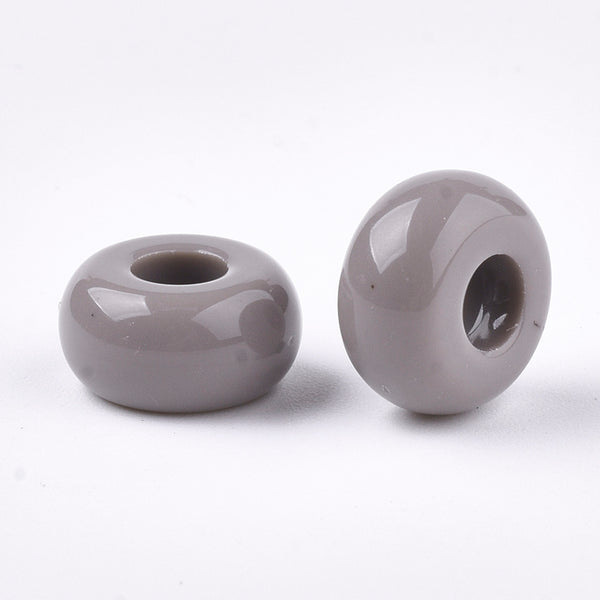 Acryl-Rondell Großloch grau 13x7mm, 22 Stück/Dose Acrylperle Rondellperlen
