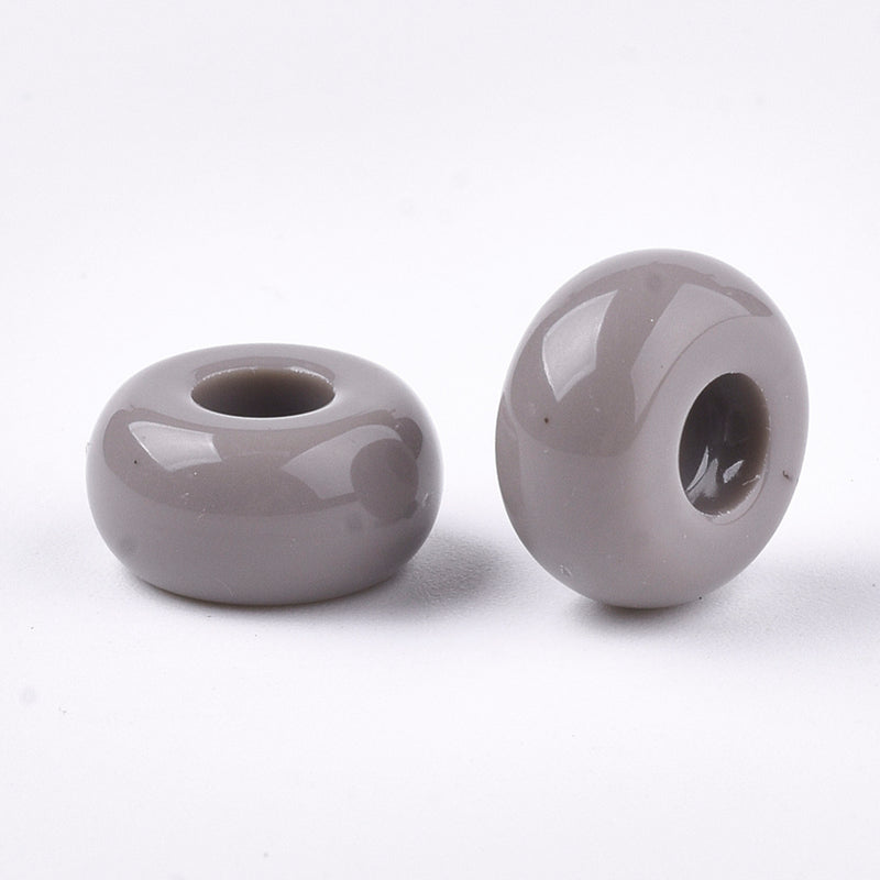 Acryl-Rondell Großloch grau 13x7mm, 22 Stück/Dose Acrylperle Rondellperlen