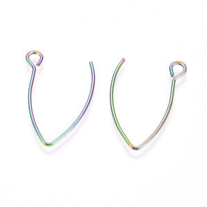 Ohrringhaken Ohrbrisur multicolor Edelstahl 26x15,5mm 4 Stück/ Pkg.