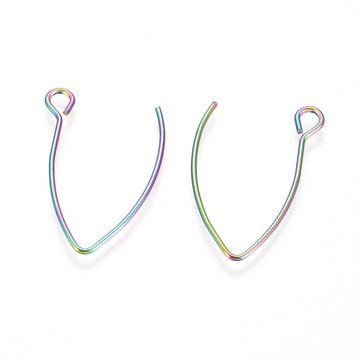 Edelstahl Ohrringhaken multicolor, 26x15,5mm, 4 Stück/ Pkg. Stift 0,7mm, Ohrbrisur Ohrhaken Ohrfeder