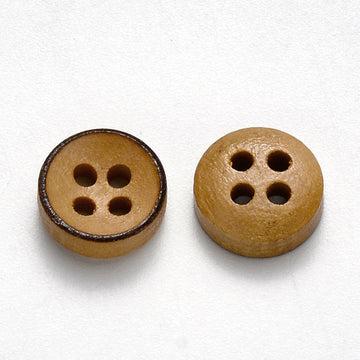 Holzknöpfe 4-Loch 9mm, natur gewachst, 30 Stück/Packung Knopf Bastelknöpfe