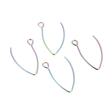 Edelstahl Ohrringhaken multicolor, 26x15,5mm, 4 Stück/ Pkg. Stift 0,7mm, Ohrbrisur Ohrhaken Ohrfeder