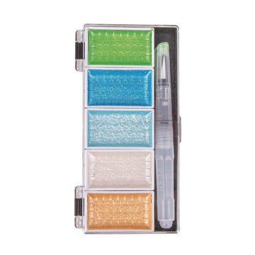 Wasserfarben metallic Aquatöne5-Farben Palette inkl. Wassertankpinsel