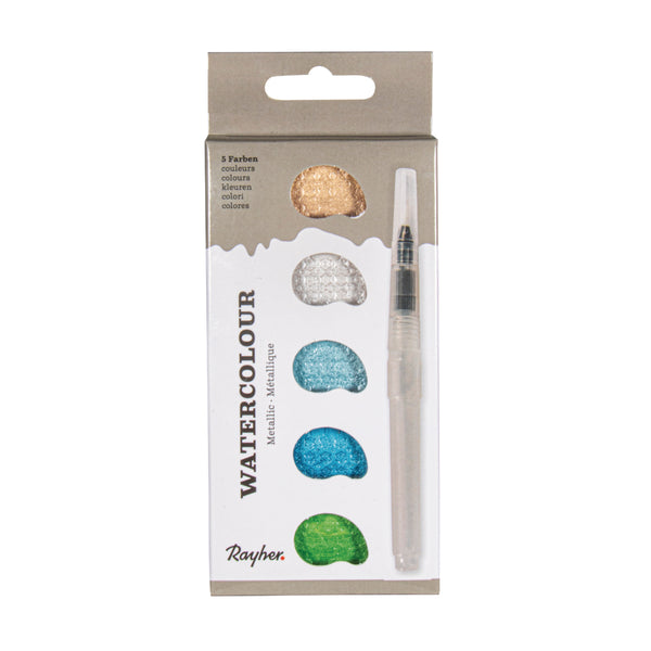 Wasserfarben metallic Aquatöne5-Farben Palette inkl. Wassertankpinsel