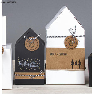 Silikonstempel Weihnachtsgrüße Winter Traum Texte Deutsch 6-teilig 10x10cm