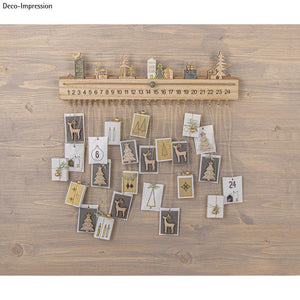 Holz Adventskalender 40x3,5x12cm, +2Wandaufhänger, Box 1Stück