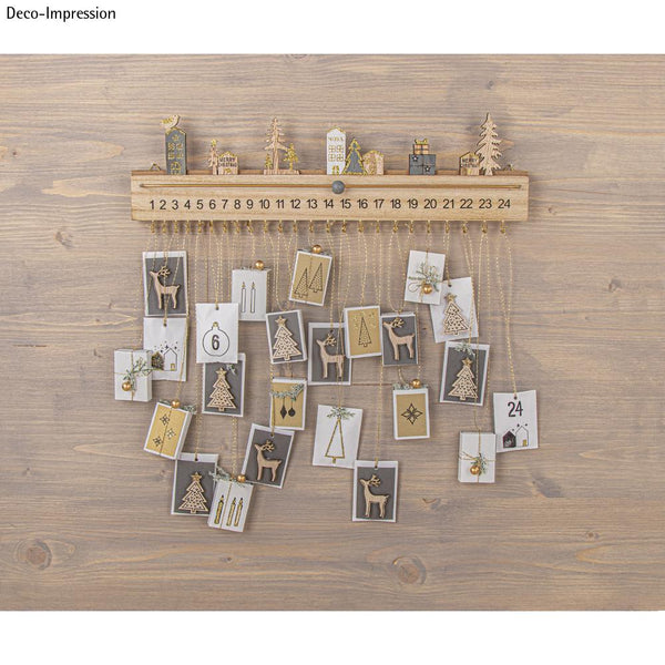 Holz Adventskalender  40x3,5x12cm, +2Wandaufhänger, Box 1Stück