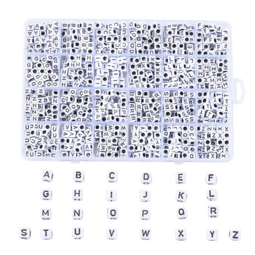 Buchstaben-Perlen-Box Würfel 6mm, AZ. 3mm Lochbohrung, ca. 930Stk./Box