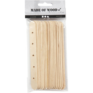Bastelhölzer mit Löchern, 15x1,8cm, Birke, 20 Stk/Pkg. Eislutscherstaberl Eisstäbe Bastelspatel