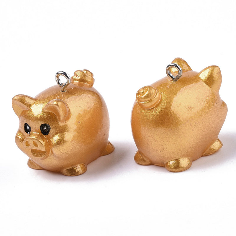 Goldschweinchen Anhänger, 3cm, Resin Glücksschwein Glücksbringer pro Stück