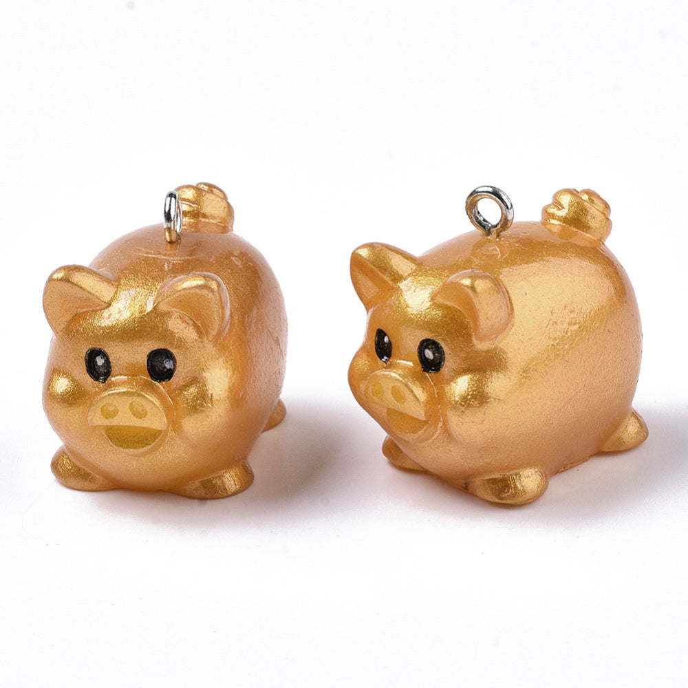 Goldschweinchen Anhänger, 3cm, Resin Glücksschwein Glücksbringer pro Stück