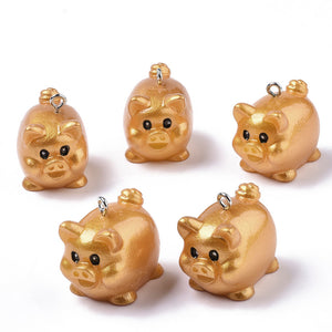 Goldschweinchen Anhänger, 3cm, Resin Glücksschwein Glücksbringer pro Stück