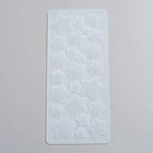 Silikon Gießform Sterne18x8cm, Sterne in verschiedenen Größen von 9-30mm