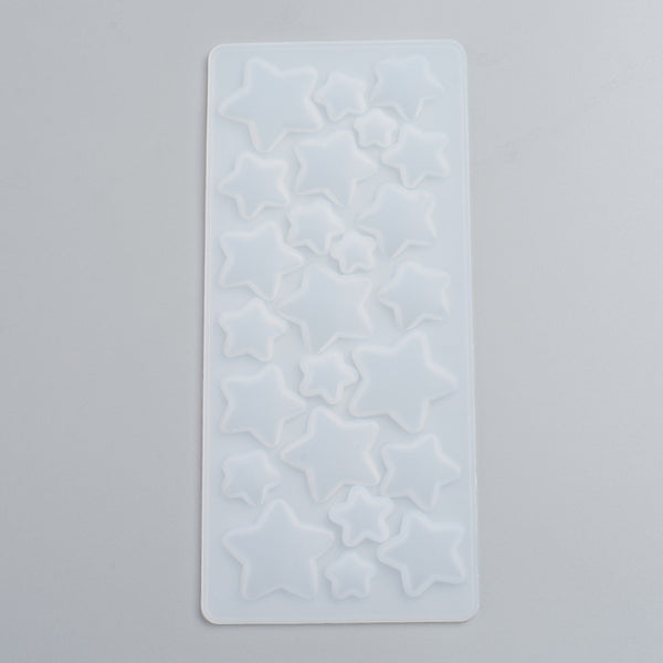 Silikon Gießform Sterne18x8cm, Sterne in verschiedenen Größen von 9-30mm