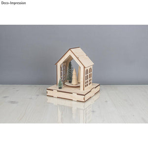 3D-Holzhaus-Bausatz mit Drehteller