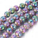 Lavaperlen bedampft rund multicolor electroplated 10mm 38 Stk./Strang