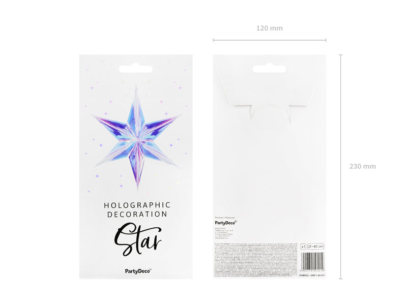 Folienstern hologramm 40cm, irisierend Dekorations Stern