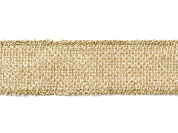 Juteband natur genähter Rand 50mm 5m/Rolle