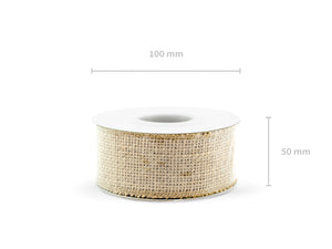 Juteband natur genähter Rand 50mm 5m/Rolle