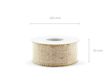 Juteband genähter Rand 50mm , 5m/Rolle natur