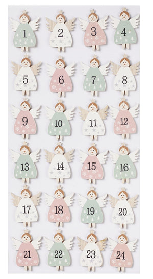 Adventskalender Zahlensatz Engel Pastell 1-24 5x3cm