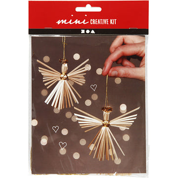 Mini Bastelpackung Strohengel 8cm 2 Stk./Set Strohhalm Engel Kreativ Set