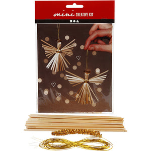 Mini Bastelpackung Strohengel 8cm 2 Stk./Set Strohhalm Engel Kreativ Set