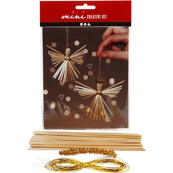 Mini Bastelpackung Strohengel 8cm 2 Stk./Set Strohhalm Engel Kreativ Set
