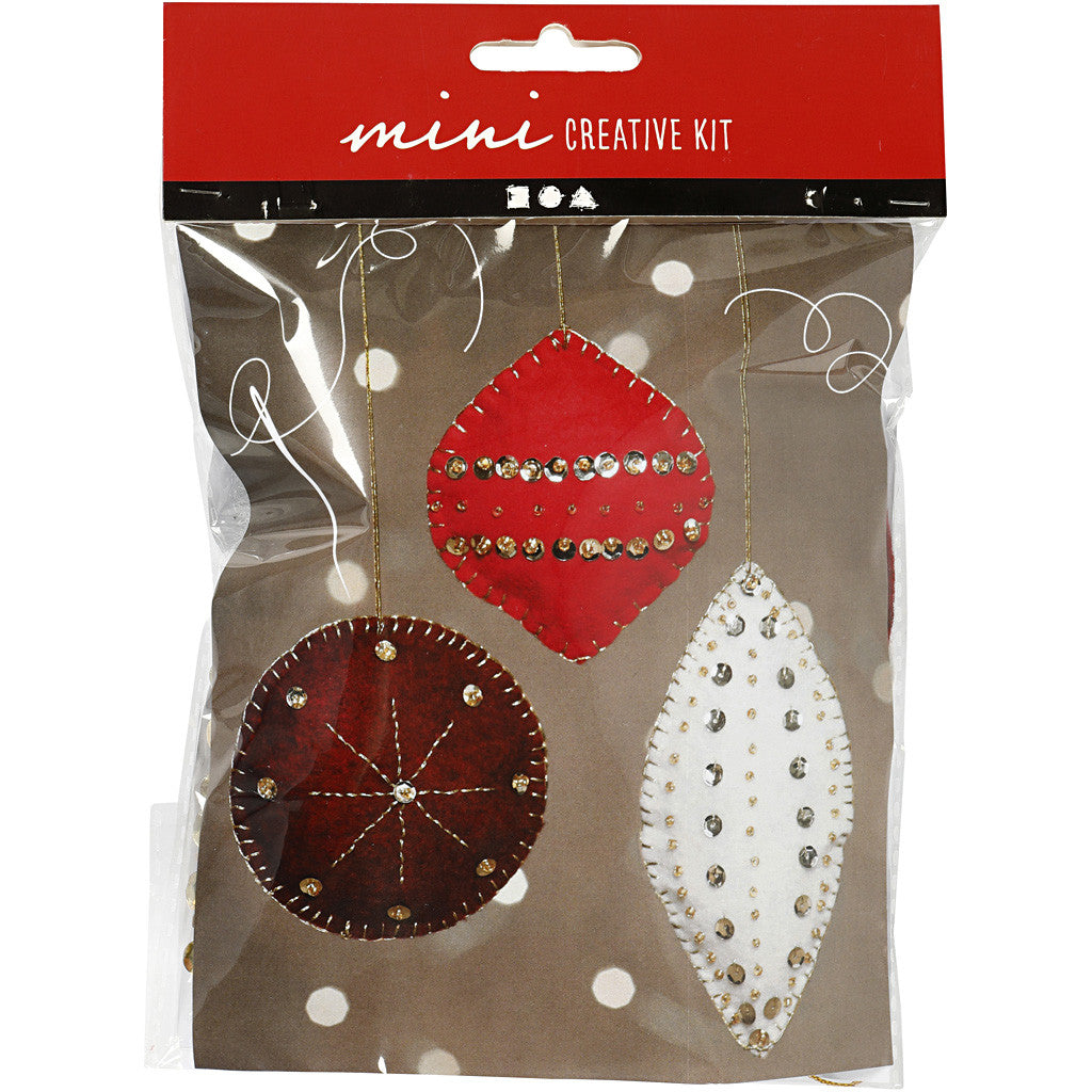 Mini Bastelpackung Filzornamente, 9,10 Stck. 15cm, 3 Stk./Set