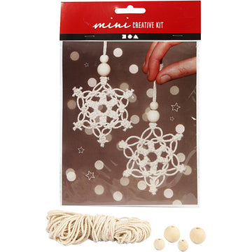 Mini Bastelpackung Schneeflocke Makramee, 10cm, 2 Stk./Set