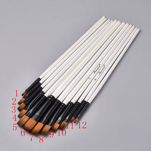 Künstler-Pinsel Set Synthetik Flachpinsel Gr.1-12 12 Stück