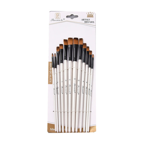 Künstler-Pinsel Set Synthetik Flachpinsel Gr.1-12 12 Stück