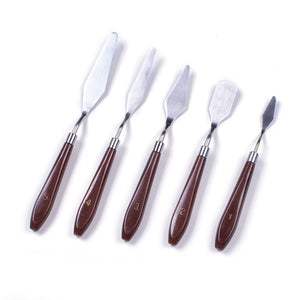 Malspachteln Palettenmesser Set 5-teilig Edelstahl mit Holzgriff