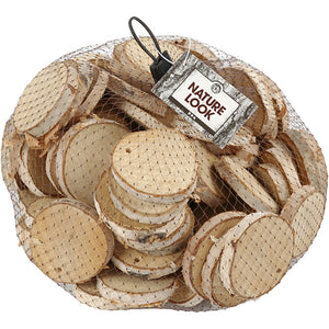 Holzscheiben mit Loch, 35–45 mm, 4 mm Lochbohrung, 7 mm dick, 500 g/Pkg.