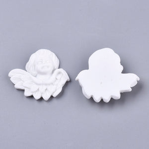 Resin Engel Putten weiß Cabochons 32x8mm 10Stk./Beutel