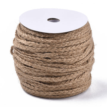 Hanfschnur geflochten 6-8mm breit, Juteschnur Burlap, pro Laufmeter