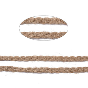 Hanfschnur geflochten 6-8mm breit, Juteschnur Burlap, pro Laufmeter