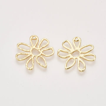 Metallanhänger Blüten freeform goldfärbig, 24mm, per Stück