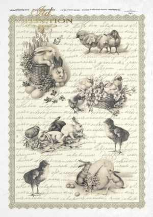 Reispapier A4 Vintage Ostern, Decoupagepapier Reispapier 25-30g/m2 pro Stück