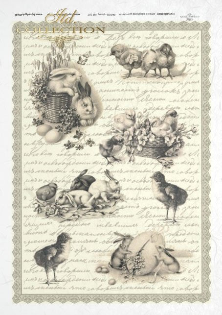 Reispapier A4 Vintage Ostern , Decoupagepapier Rice Paper 25-30g/m2 per Stück